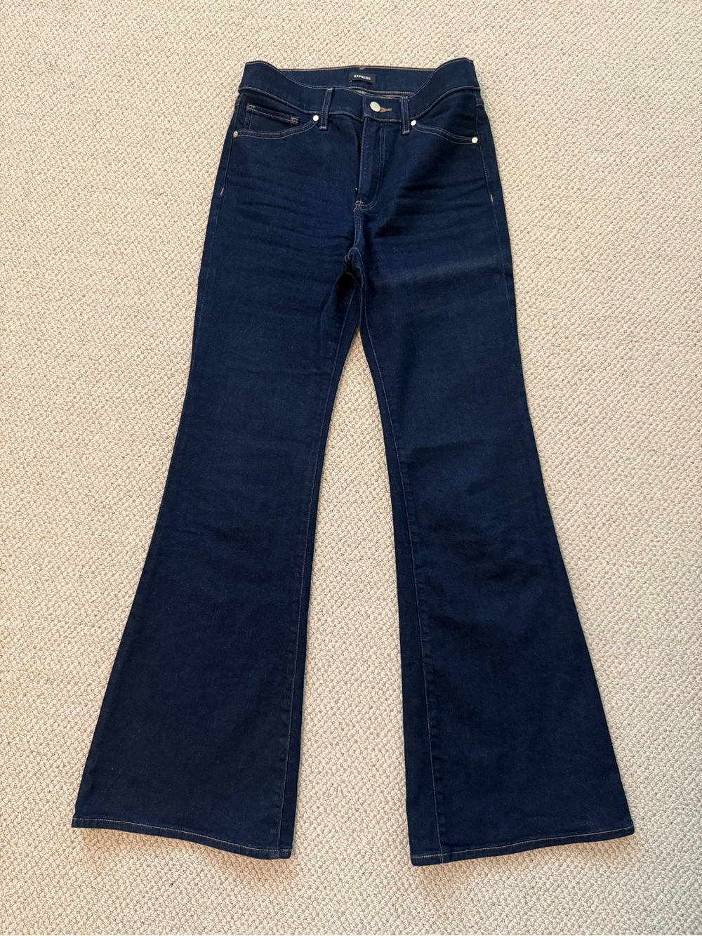 Express 70s Flare Mid-Rise Women's Dark Blue Jeans